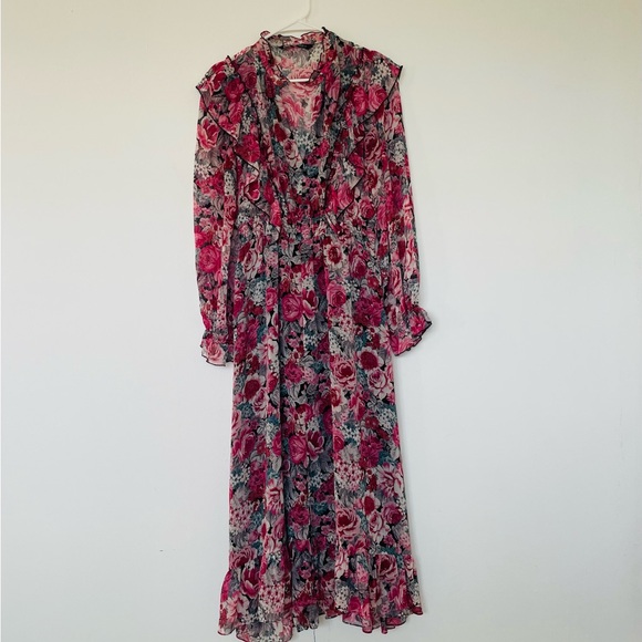 Zara Women’s Floral long sleeve Long Lined Dress Size M - Picture 3 of 16